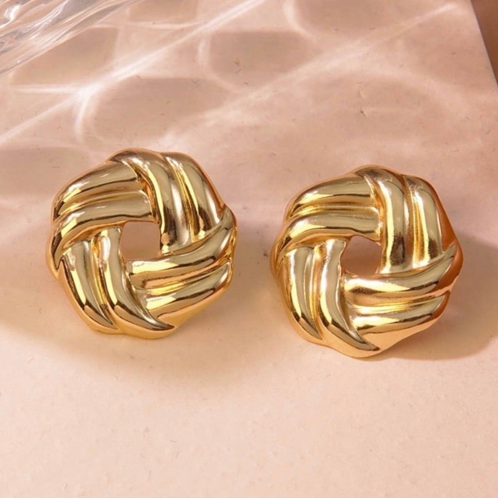 3 FOR $15 Elegant Gold-Tone Earrings Stainless Steel